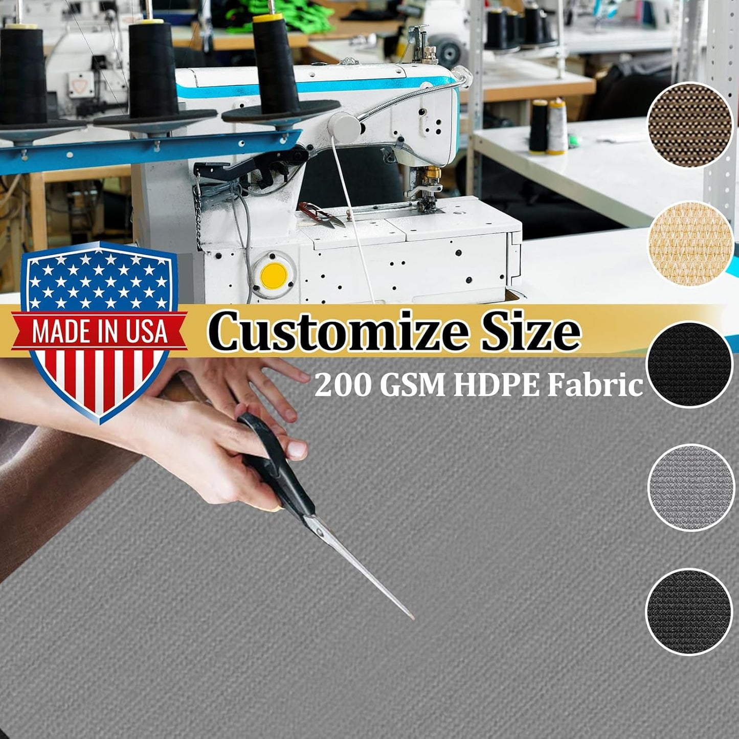 Shade&Beyond Customized Size 8' X 18' Shade Cloth with Grommets, 90% UV Protection UV Protection Mesh Tarp Sun Screens for Patio GN01, Light Gray