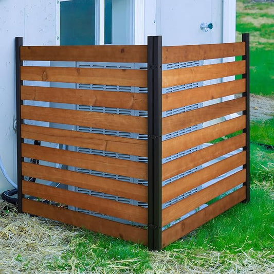 Kryonix 42" H x 38" W No Dig Privacy Fence,2 Panels Pine Wood Outdoor Privacy Screen for Pool Equipment Enclosure,Patio Fence, Air Conditioner Fence,Trash Can Fence