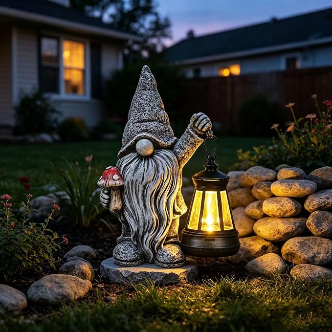Garden Outdoor Statue,Solar Gnome Decorations Lanterns for Yard Garden, Patio Gnome Gifts for Mom (Eclectic)