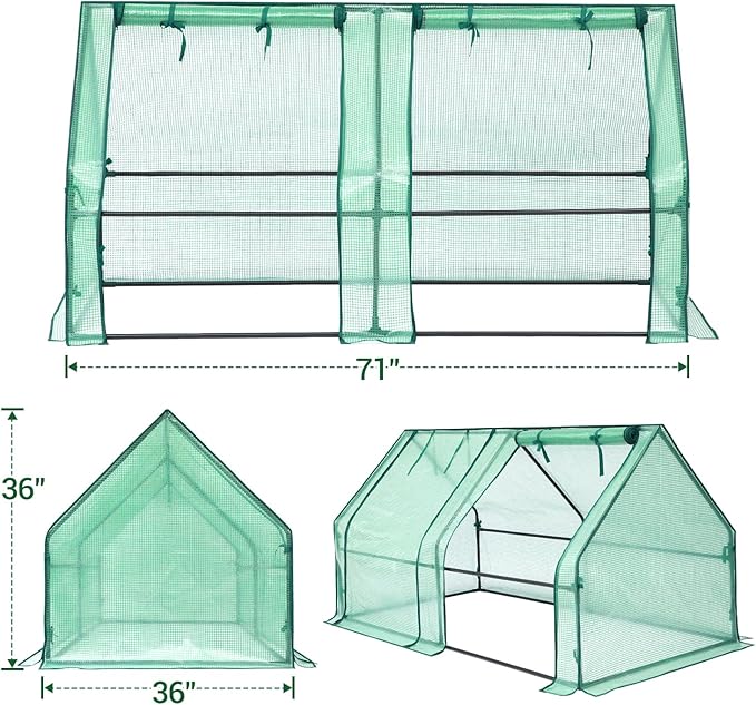 Ohuhu Portable Mini Greenhouse, 71"x36"x36"+ Greenhouse Repair Tape Plastic