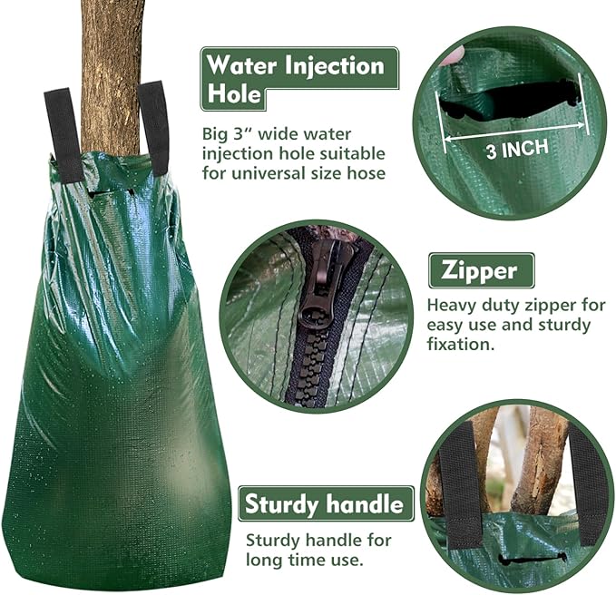 REMIAWY Tree Watering Bag 20 Gallon Watering Bag for Trees with Heavy Duty Zipper Premium PVC Slow Release Drippers (5-8 Hours Releasing Time)