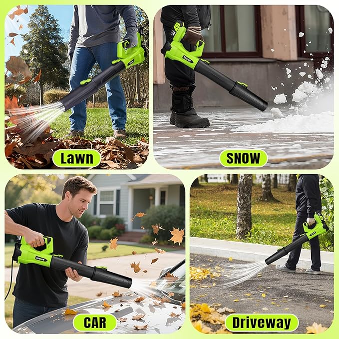 Leaf Blower Cordless,Electric Leaf Blower with 3 Batteries Powered and Fast Charger, Blowers for Lawn Care and Car Dust Snow Cordless Blower,6 Speed Control