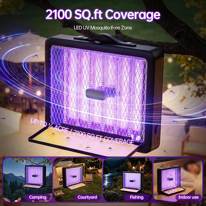Electric Bug Zapper Indoor Outdoor, 3500V Mosquito Zapper with Powerful Grid, Fly Zapper Insect Killer for Patio, Yard, Home, Kitchen, Camping