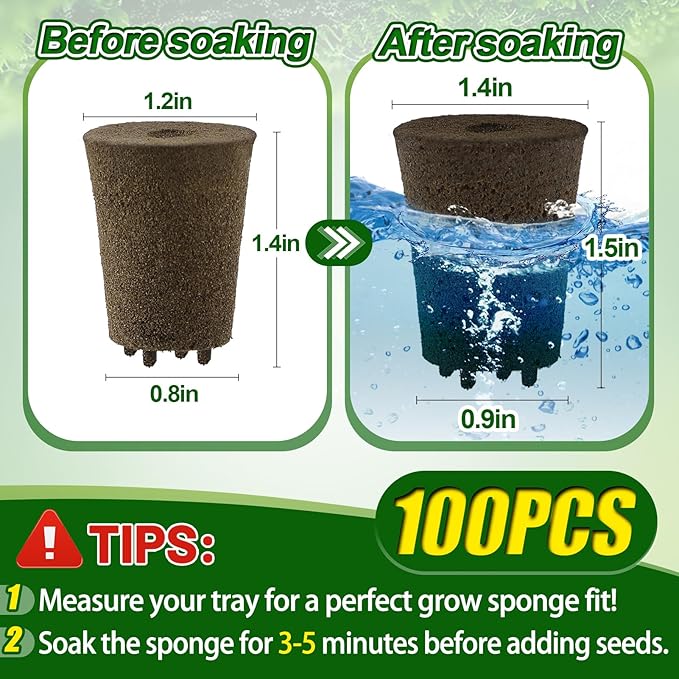 Bigmeta 100 Pcs Rooting Sponges, Starter Plugs for Seedlings or Cuttings, Rapid for Soil, Tray or Planting Pods Plant Rooter, Promotes Herbs Vegetable Flowers Growth