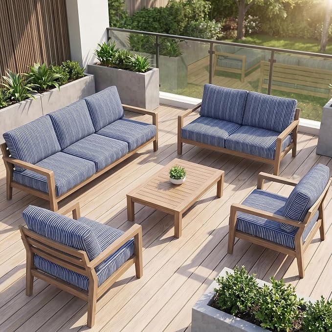 pickyNproud 14Pcs Patio Cushion Covers Stretch Outdoor Couch Cushions Slipcovers Replacement Washable Furniture Protector with Elastic Bottom Sofa Chair Seat Cover, Navy
