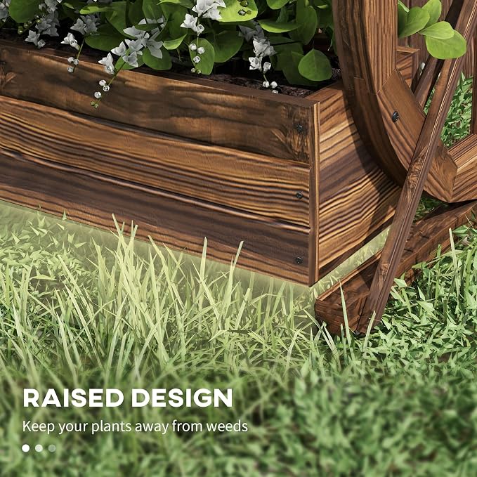 Outsunny 2-Tier Raised Garden Bed, Wooden Wagon Planter Boxes with Drainage Holes, for Vegetables Flowers Herbs, 22" x 13" x 22"