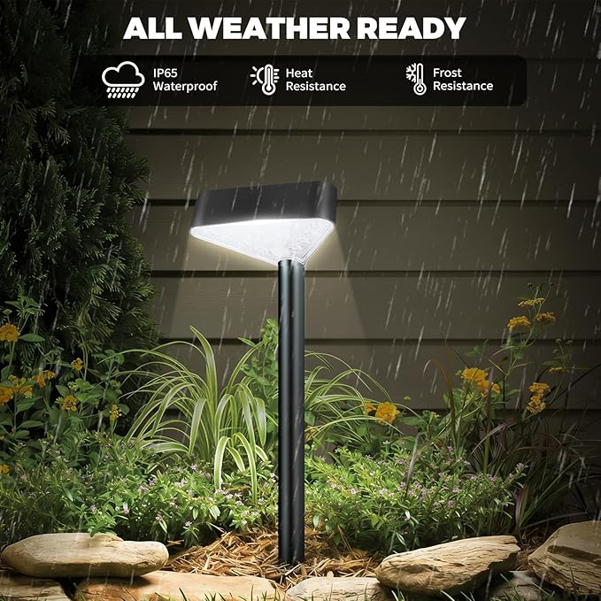 6 Pack Solar Pathway Lights Outdoor, Bright LED Solar Landscape Lights, Waterproof Solar Garden Lights for Yard, Patio, Walkway, Lawn, Driveway(Cold White, 6 Pack)