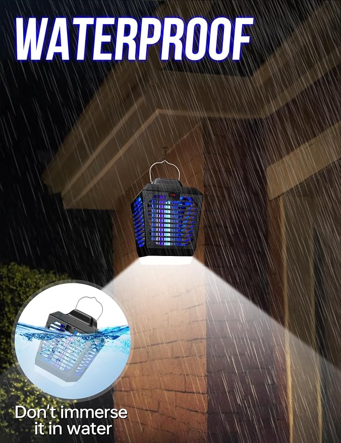 New Fi 4200V Bug Zapper, Waterproof Electric Flying Insect Trap with LED Light, ABS Housing, Indoor Fly Trap and Outdoor Mosquito Zapper, Plug‑in for Home Patio Garden