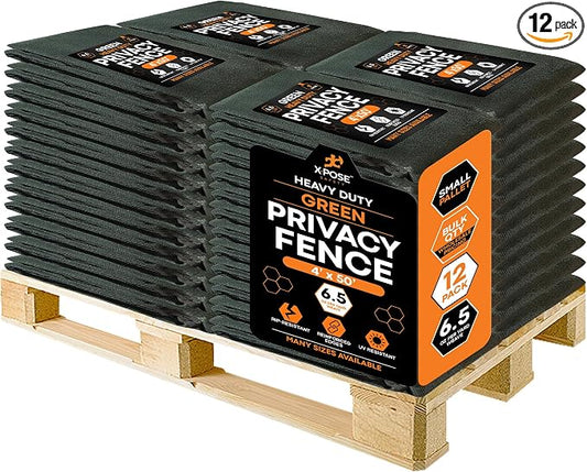 Xpose Safety Privacy Fence Screen 4’ x 50’ (12 Pack) – Heavy Duty Green Mesh with 90% Visibility Block, UV Protection – for Garden, Yard, Nursery, Kennel, Dog Run, Greenhouse