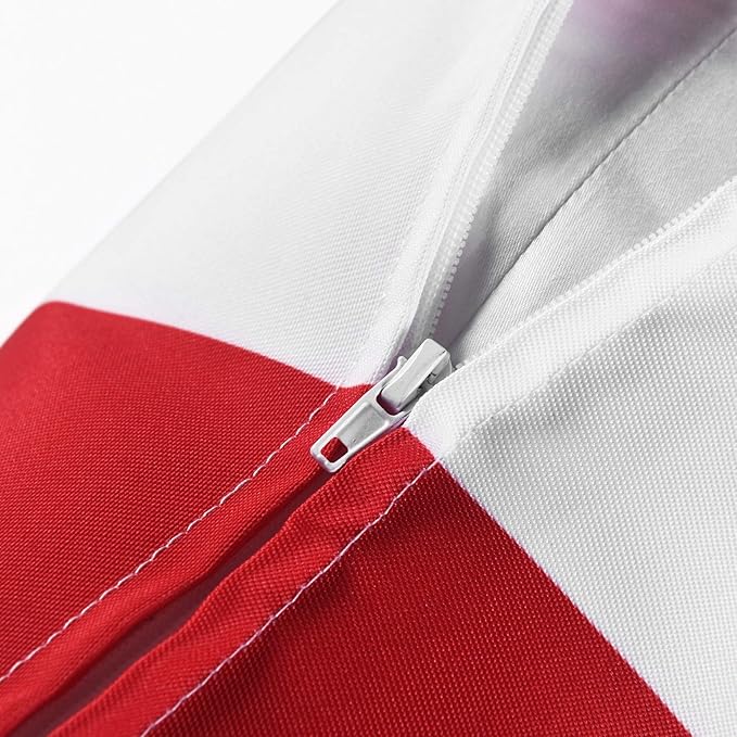 Western Home Pack of 2 Christmas Decorative Outdoor Solid Waterproof Striped Throw Pillow Covers Polyester Linen Garden Farmhouse Cushion Cases for Patio Tent Balcony Couch Sofa 12x20 inch Red
