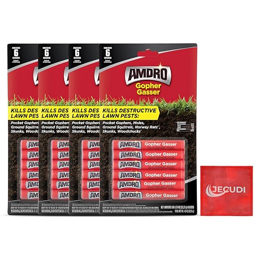 Amdro Gopher Gasser Bundle Pack – 4 Packs of Gopher Gassers (6 Per Pack) with Professional Contractor Tips – Rodent Control for Lawns, Gardens & Golf Courses – Outdoor Use Only (4)