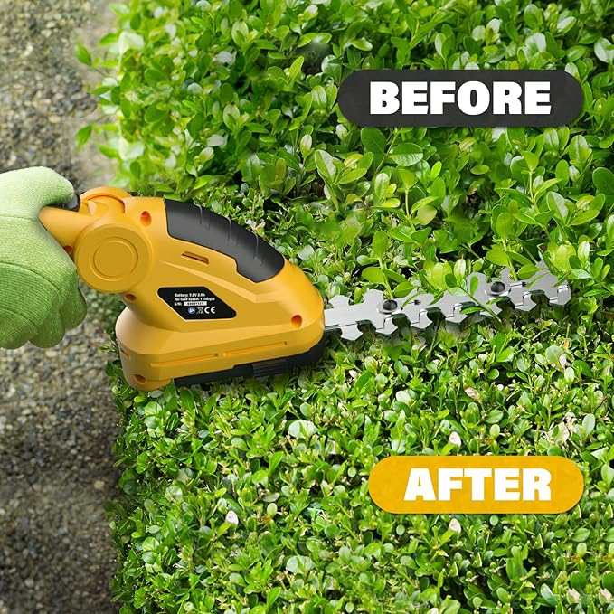 ZEGJAW 7.2V Cordless Hedge Trimmer & Grass Shears, 2 in 1 Electric Handheld Shrub Trimmer, Lightweight Rechargeable Bush Trimmers for Yard, Lawn, Garden