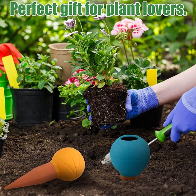 Terracotta Watering Spikes, 4 Pack Self Watering Globes, Plant Watering Bulbs, Automatic Watering Devices for Indoor & Outdoor Plants