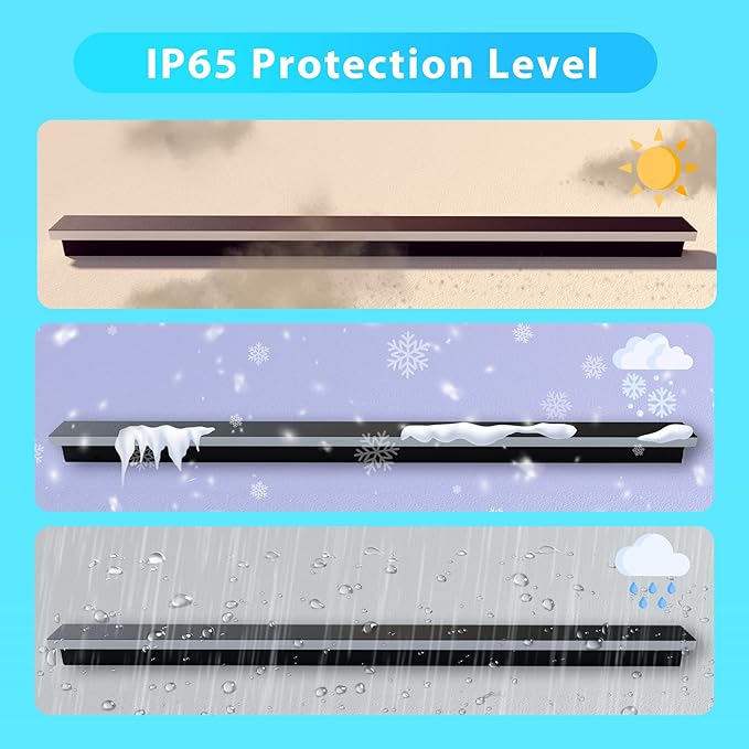 Outdoor Wall Light LED Long Wall Sconce 45.28in Ip65 Waterproof Black Modern Outdoor Lights 3000k 37W Metal Exterior Light Fixture for Porch Light Patio Door Yard Garden Villa Living Room