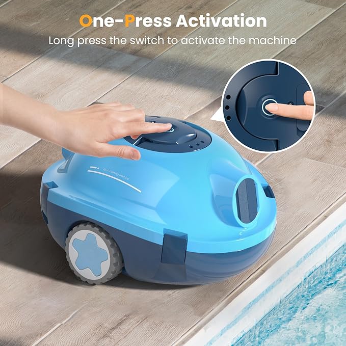 Y10 Cordless Robotic Pool Cleaner, Automatic Pool Vacuum - Ultra Long Battery Life, Powerful Suction, Self-Parking, Lightweight for Above/Inground Pools Up to 65ft/1100 Sq.Ft (Navy)