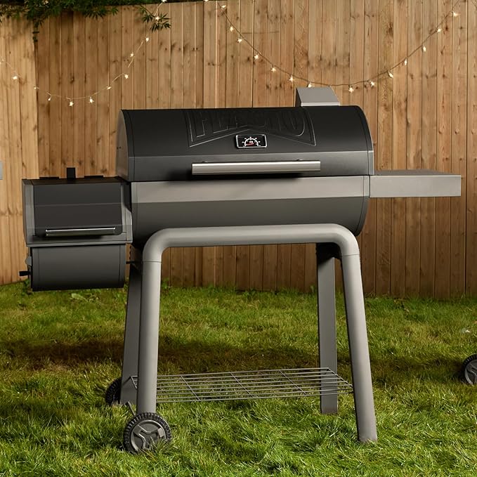 Feasto Heavy-Duty 30-Inch Charcoal Grill with Offset Smoker Grill | Side Table & 815 Sq. In Cooking Space, Outdoor BBQ Grill for Outdoor Barbecue in Backyard, Patio and Parties, Black