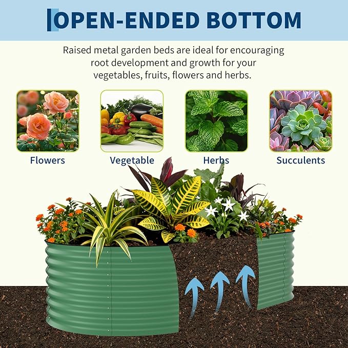 GarveeLife 2 Pcs Raised Garden Beds Outdoor 8x4x2 ft - Galvanized Steel Planter Box for Vegetables, Flowers, Rust-Resistant, Easy Assembly Raised Beds, Durable Planters for Outdoor Plants, Green