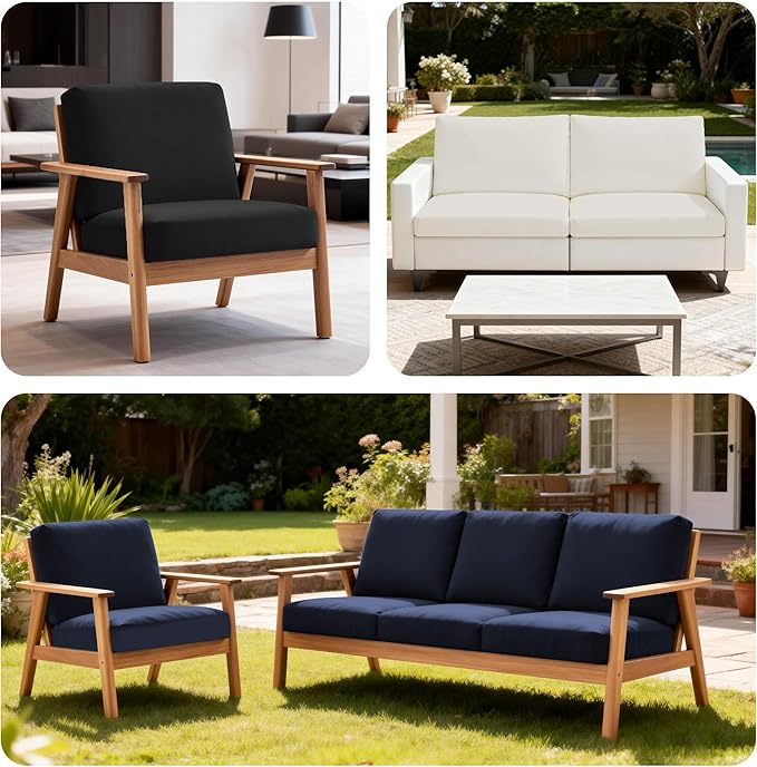 BIETYONE 4Pcs Patio Stretch Cushion Covers,Outdoor Sofa Replacement Cover Slipcovers for Patio Furniture Cushion Covers, Washable Reusable Furniture Protector