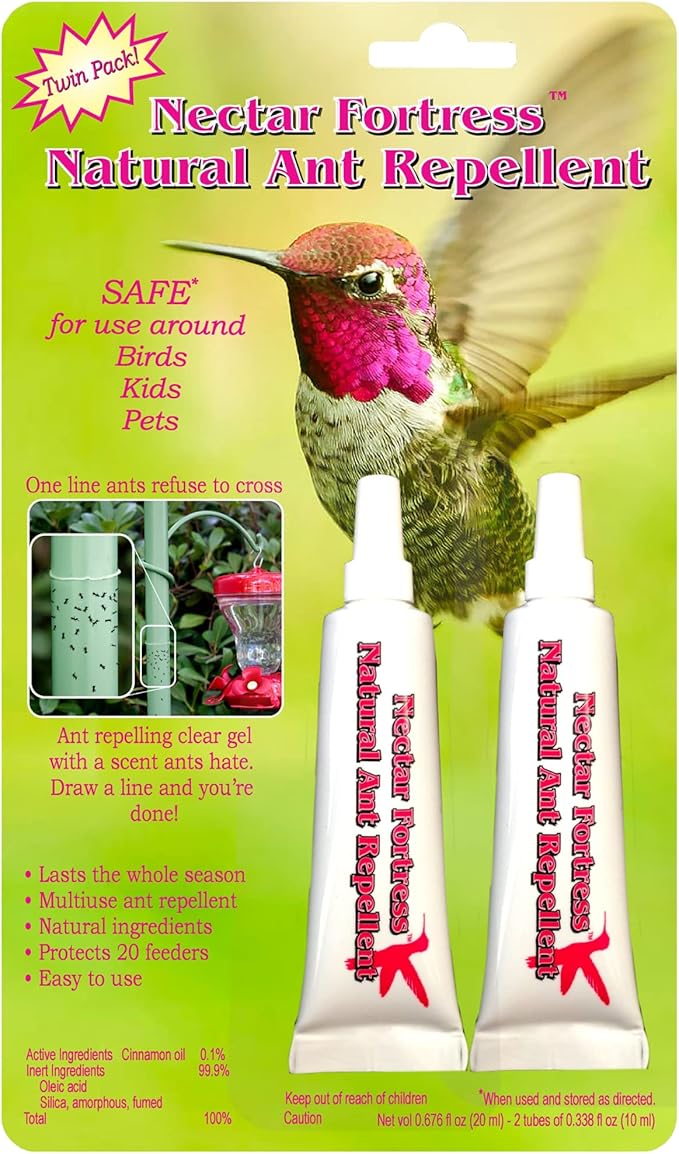 Sapphire Labs Nectar Fortress Natural Ant Repellent; Multi-Purpose Clear Gel Ant Guard for Hummingbird Feeders - Twin Pack