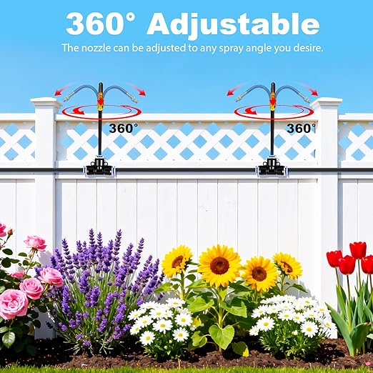 Thiswing 100FT 360° Adjustable Irrigation System for Garden – 1/4" Tubing with 18 Nozzles, Automatic Watering Misting System, Sprinkler for Garden, Raised Bed, Lawn, Plants