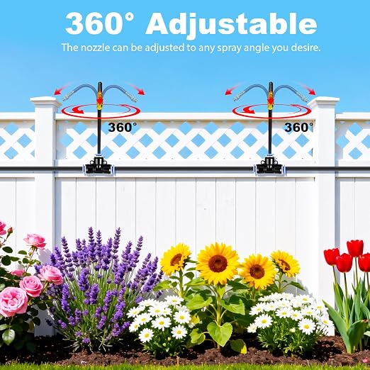 Thiswing 200FT 360° Adjustable Irrigation System for Garden – 1/4" Tubing with 36 Nozzles, Automatic Watering Misting System, Sprinkler for Garden, Raised Bed, Lawn, Plants