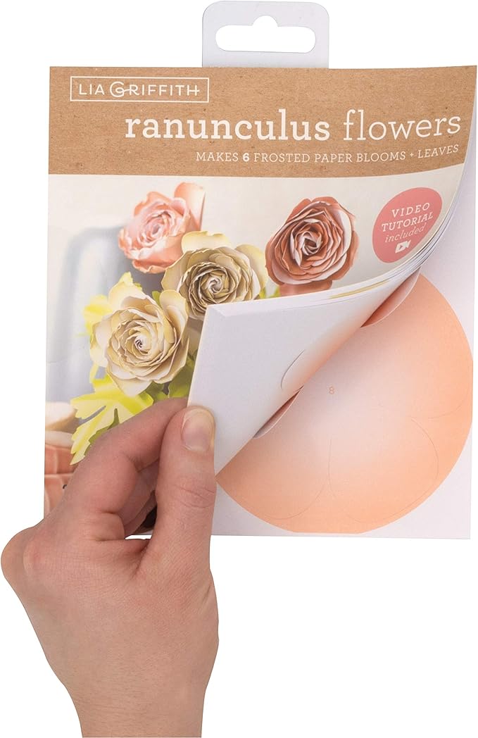 Lia Griffith Frosted Paper Blooms Ranunculus Flowers, 6" x 6.5", Assorted Colors, 21 Pages