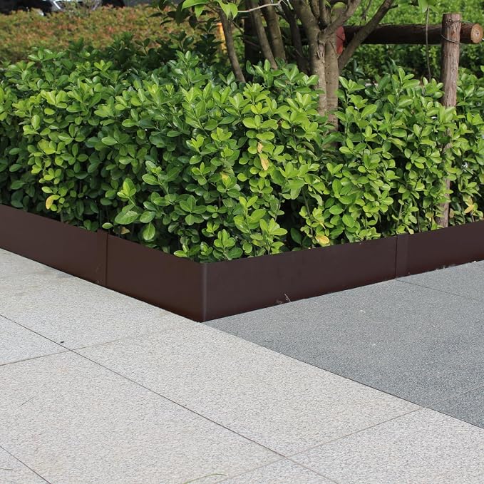 6 Pack 40" L x 6" H Brown Galvanized Steel Landscape Edging, Heavy Duty Garden Border Edging with Clips, Hammer in Metal Lawn Edging for Yard, Flower Bed and Pathway