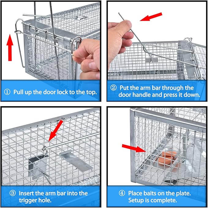 2-Pack Live Rat Traps Humane Chipmunk Mouse Vole Hamster Cage Traps