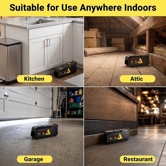 Electric Mouse Trap 2 Pack, Electric Mice Control for Indoor Home, Small Mice Catchers for House, Safe No Touch Traps, Quick-Set Mousetraps Effective