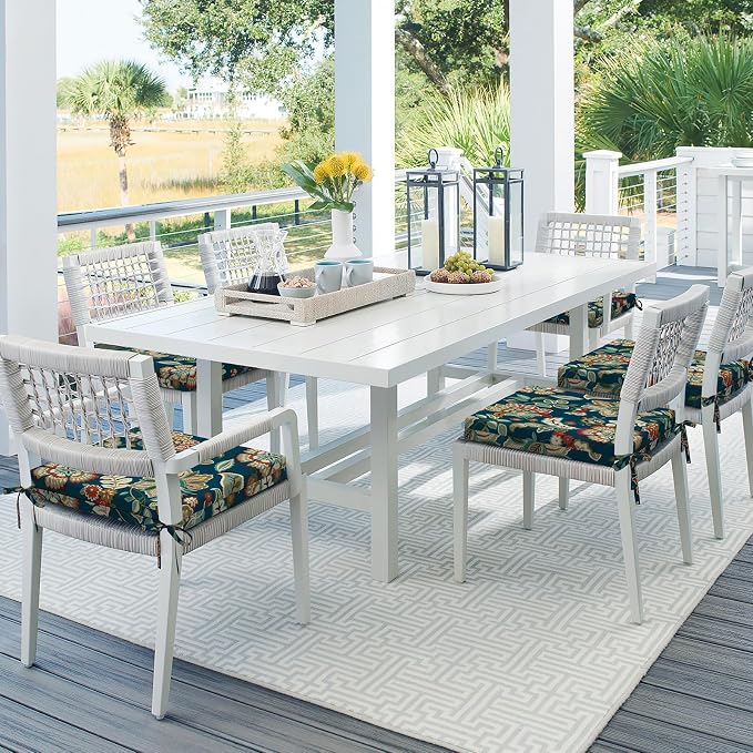 DYTXIII Set of 4 Outdoor Chair Cushions, Water Resistant 18.5"x16"x2" Square Seat Cushion for Patio Dining Chairs, High-Density Replacement Pads for Indoor Outdoor Furniture - Peacock Blue