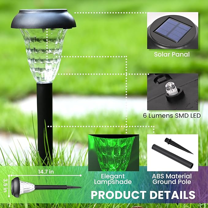 TISEJOY Solar Pathway Lights Outdoor Waterproof 16 Pack Color Changing Garden Light for Yard Patio Driveway Walkway Lawn Landscape Lighting for Outdoor Decor