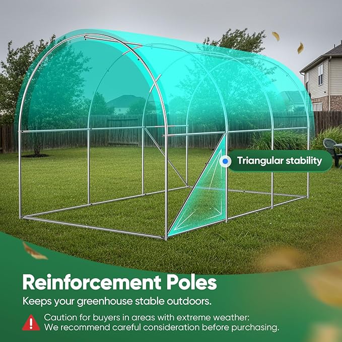 Quictent 10x7x7 FT Essential Greenhouse for Outdoors, Portable Walk-in Tunnel Hoop House with 6 Screen Windows & Zipper Door, Heavy Duty Frame for Garden Plant Vegetable, White