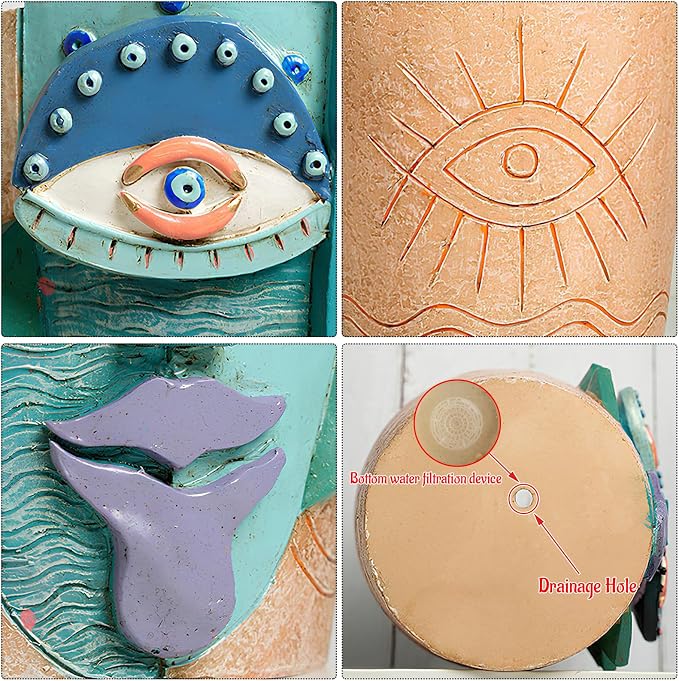 Mrlikale Abstract Face Planter Pots with Drainage Hole for Indoor Plants | 4.7 Inch Hand-Painted Funny Face Flower Pot for Succulents, Shelves, Desks, and Modern Home Decor