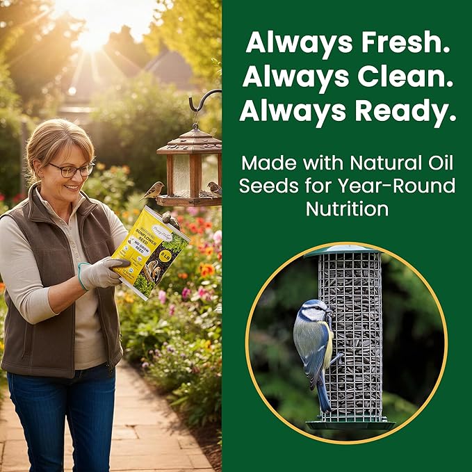 Happy Wings Black Oil Sunflower Seeds Wild Bird Food- 15 Pounds | No Grow Seed | Bird Seed for Wild Birds