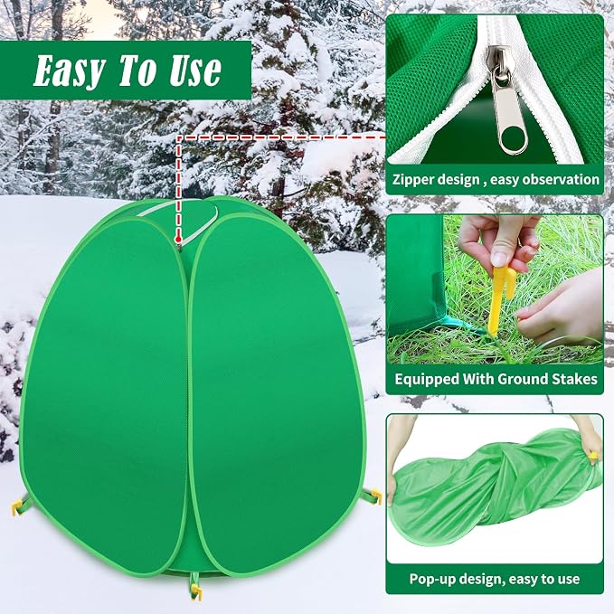 4 Pack Plant Covers Freeze Protection, 28x28x33" Winter Shrub Frost Covers for Outdoor Plants, Warm Plant Protectors Tent for Protecting Fruit Tree Potted Plants and Shrub from Freezing Animals Eating