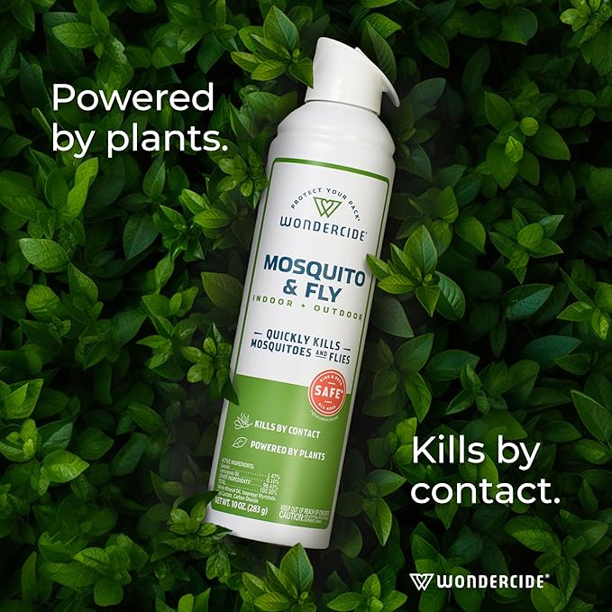 Wondercide - Mosquito and Fly Aerosol Spray - Fly, Gnat, Flying Bug, Mosquito Killer with Natural Essential Oils - Quick Kill for Outdoor and Indoor Areas - Pet and Family Safe - 10 oz - 2 Pack