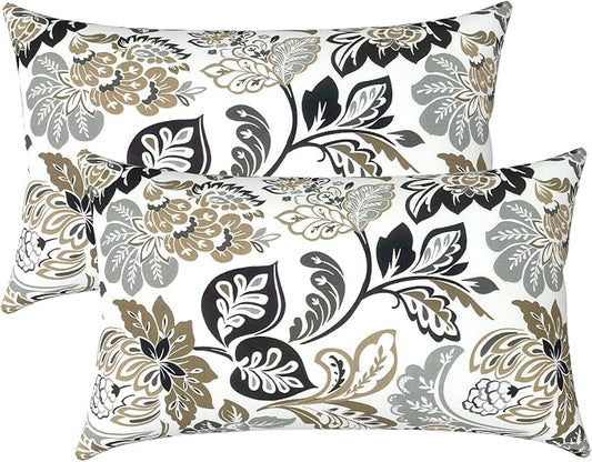 LVTXIII Set of 2 Patio Lumbar Pillows, 12" x 20" Fade Resistant Outdoor Lumbar Pillow with Inners, Fluffy Decorative Garden Lumbar Cushions for Home Patio Coach Sofa Use, Dailey Tan