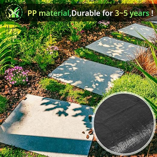 GOTGELIF 4ft×300ft Garden Weed Barrier Fabric, 3.2OZ Weed Blocker with 60 U-Shaped Nails, Ground Cover for Gravel, Driveway, Gardening, Flower Beds, Farming, Underlayment, Landscape