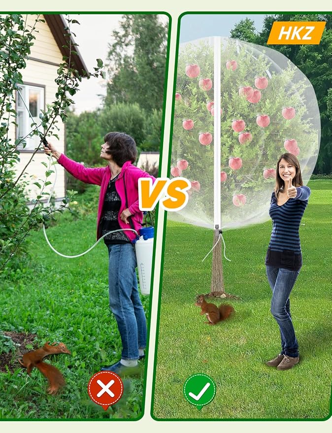 Fruit Tree Netting with Zipper - 2Pcs 8x5.3 Ft Garden Bird Netting for Blueberry Bushes with Drawstring,Insect Plant Protection Mesh Net Bags for Tomato,Flowers,Animals,Cherry (2, 5.3 x 8 FT)