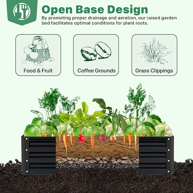 ONCEMORE 4x3x1 FT Metal Raised Garden Bed,Galvanized Steel Raised Garden Bed for Gardening Vegetables Fruit,20pcs T-Types Tags & 1 Pair of Gloves