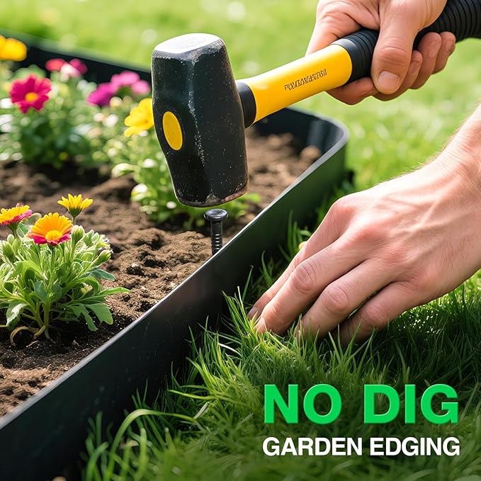MIXC Garden Edging Border, 66FT 2 Inch Tall Plastic Landscape Edging with 100 Stakes, Flexible Tool-Free Lawn Border for Yard, Flower Bed & Landscaping