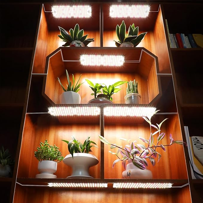 6Pack 2026 Ultra-Thin Panel Grow Lights for Seed Starting, Vegetables, Greenhouse & Under Cabinet & Shelf Plants with Timer 4/8/12/16/20H, Free Connect Full Spectrum Indoor LED Plant Growing Lamps