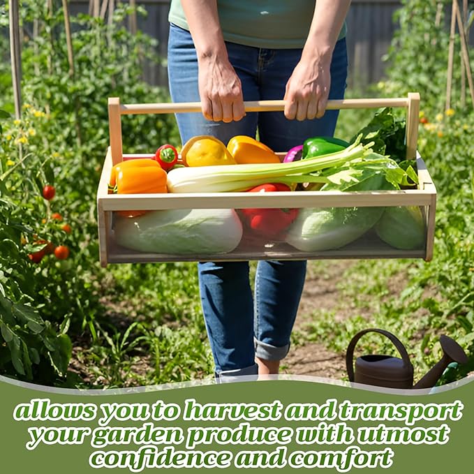 Cinnvoice Garden Hod Basket for Gathering Vegetables 19.6 x 9.4 x 6 in Harvest Gathering Basket for Farmhouse Decor with Adjustable Handle Large Size Suitable for Spring Picnic and Outdoor Picking