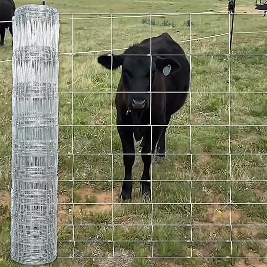 Farm Fence, 4ft X 164ft Wire Fence, Goat Cattle Deer Livestock Fence, Galvanized Woven Hog Wire Fencing,Fencing for Yard and Animals Protection