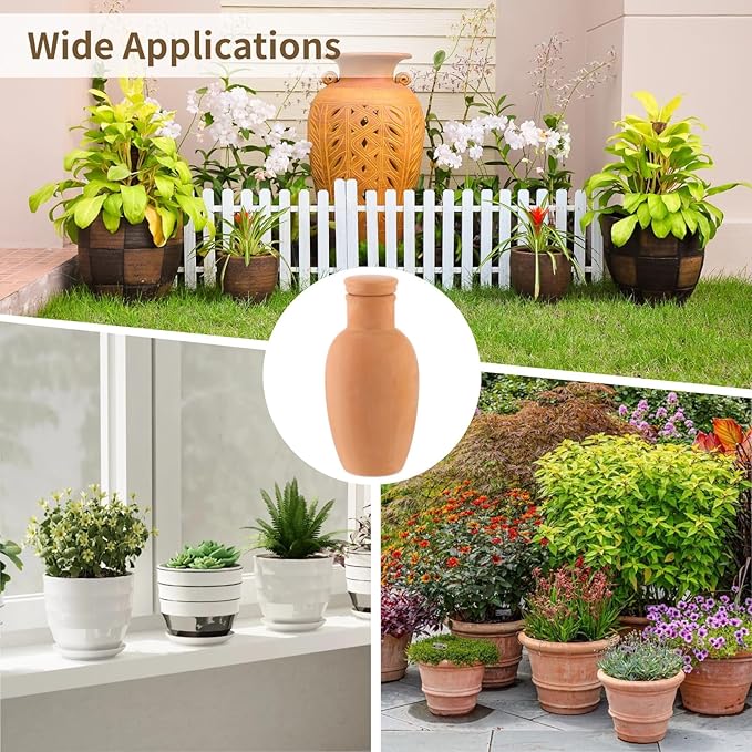 4 Pcs Terracotta Watering Pots, 15 Oz Olla Self Watering Pots, Planter Insert Self Drip Irrigation Terracotta Globes for Indoor Outdoor Garden Plant, Balcony, Automatic Drip Irrigation System