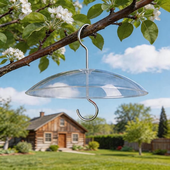 8" Mini Rain Cover for Bird Feeder/House - ‌Small Protective Dome Guard Against Rain/Snow/Sun - Clear Translucent Plastic - Dia. 20CM