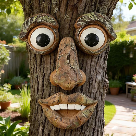 Tree Faces Decor Outdoor, Large Whimsical Old Man Tree Hugger Statues, Resin Tree Art for Garden Yard Patio, Funny Tree Peeker Sculptures for Halloween Easter (B)