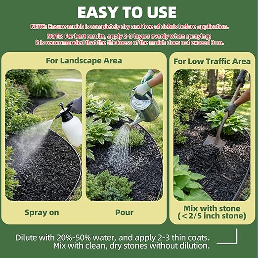 Mulch Glue 1 Gallons - Super Stick Rock Glue for Landscaping Gravel Binder for Pea Gravel, Long-Lasting & Non-Toxic, Covers 2X More Area Pebble Gravel Hold for Paths, Patios & Garden Borders