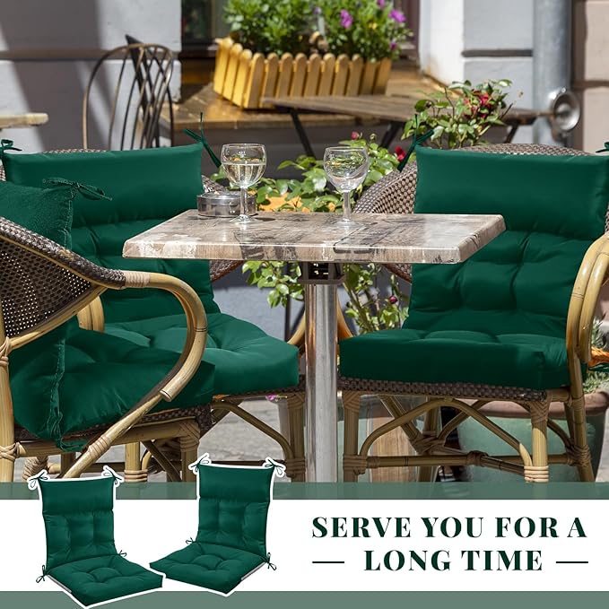 Sintuff 4 Pcs 44 x 21 x 4 Patio Chair Cushions Outdoor Chair Cushion Seat/Back Tufted Pillow with Ties Water Resistant Replacement Indoor Patio Furniture Outdoor Furniture (Solid Color,Teal)