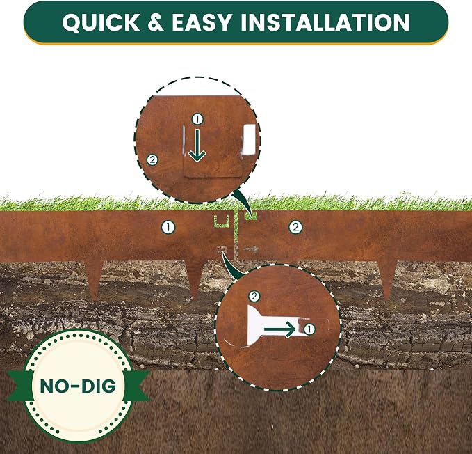 PROWORX Corten Steel Rust Landscape Edging Border, 5 Pack 42”L x 7”H Weather Resistant Bendable Metal Garden Lawn Edging for Landscaping, Yard Pathway (16.5 Ft Total)